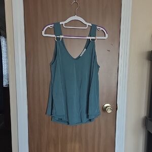 Green Envelope Teal V-Neck Tank Top With Silver Accents